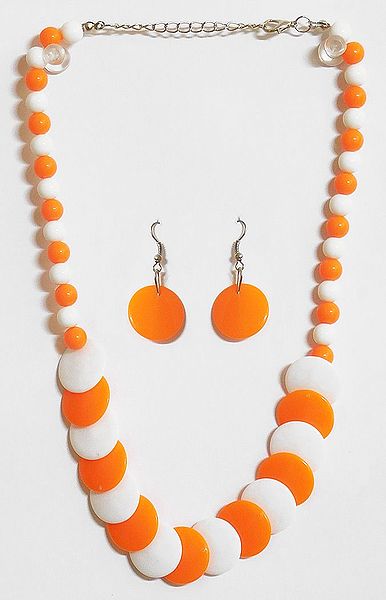 Saffron and White Beaded Necklace