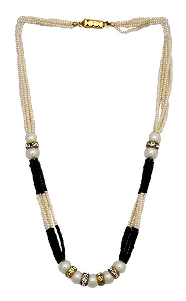 White and Black Bead Necklace