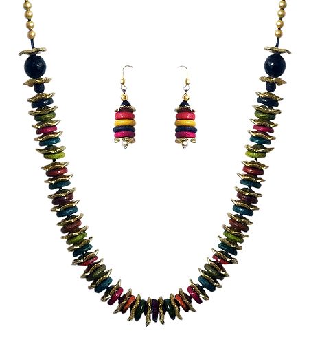 Multicolor Wheel Beads Necklace and Earrings