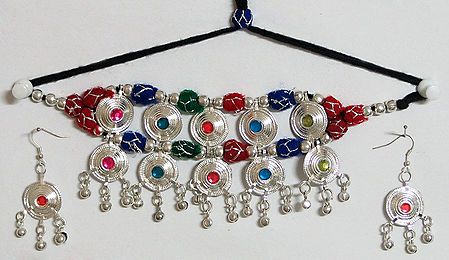 Colorful Tribal Choker with Earrings