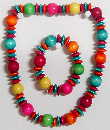Colorful Wooden Bead Necklace - 'Energy Blossoms'