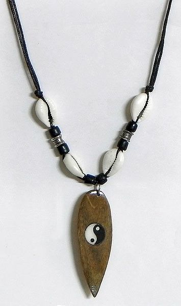 Cowrie Necklace with Wooden Pendant