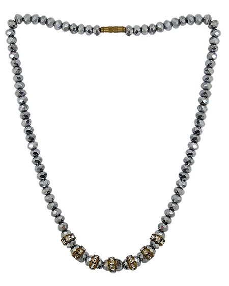 Grey Crystal Bead Necklace