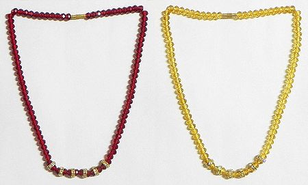 Maroon and Yellow Crystal Bead Necklace