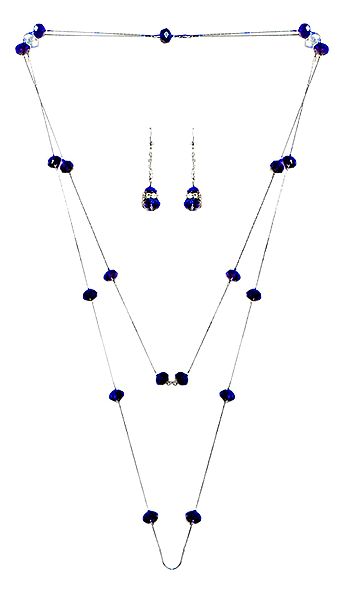Dark Blue Crystal Bead Necklace Set