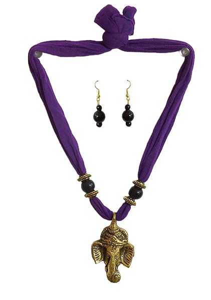 Necklace with Dhokra Ganesha Pendant
