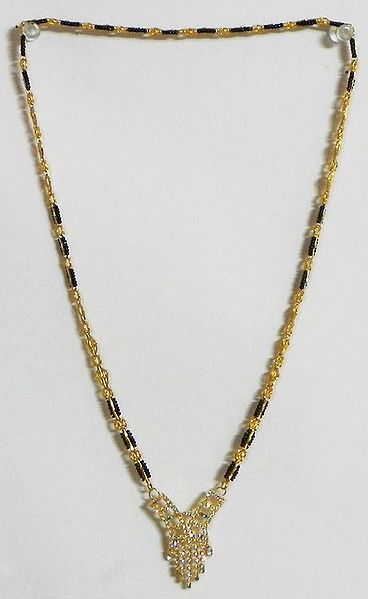 Gold Plated Mangalsutra with Stone Studded Pendant