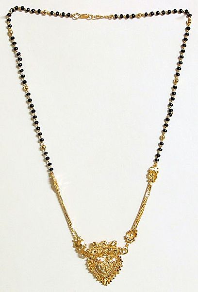 Gold Plated Mangalsutra with Heart Shaped Pendant