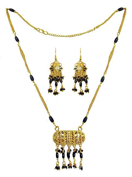 Gold Plated Mangalsutra with Earrings