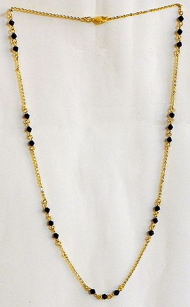 Gold Plated Mangalsutra wirh Black Crystal Beads