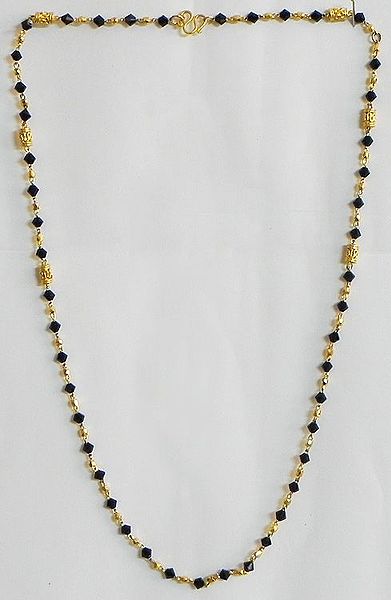 Gold Plated Mangalsutra with Black Crystal Beads
