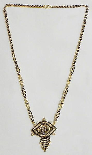 Black and White Stone Studded Mangalsutra with Pendant