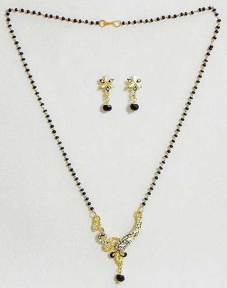 Gold plated Mangalsutra with Stone Studded Pendant