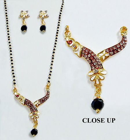 Beaded Mangalsutra with Pendant and Earrings
