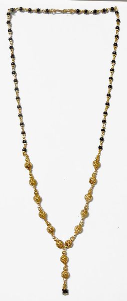 Black Bead and Gold Plated Mangalsutra