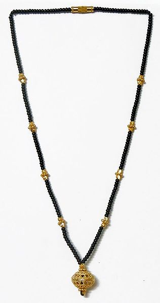 Black Bead and Gold Plated Mangalsutra