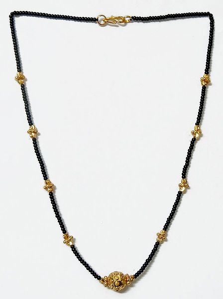 Black Beaded and Gold Plated Mangalsutra
