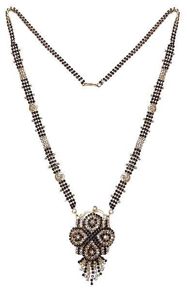 Gold Plated and Stone Studded Mangalsutra with Pendant
