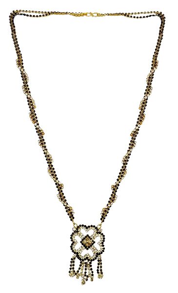 Black Stone Studded and Gold Plated Mangalsutra with Pendant