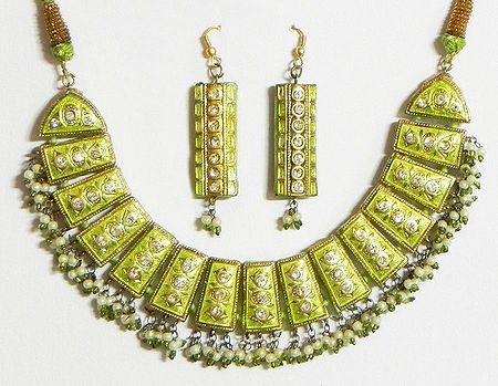 Light Green with Golden Meenakari Necklace Set