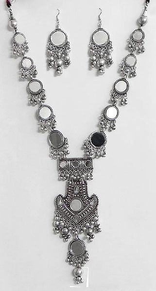 Metal Necklace with Earrings