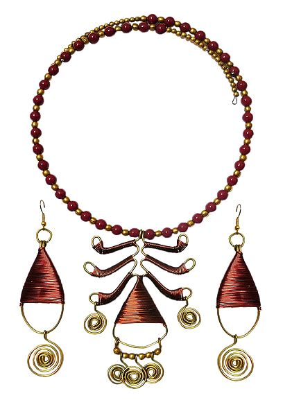 Brass with Copper Designer Tribal Necklace Set