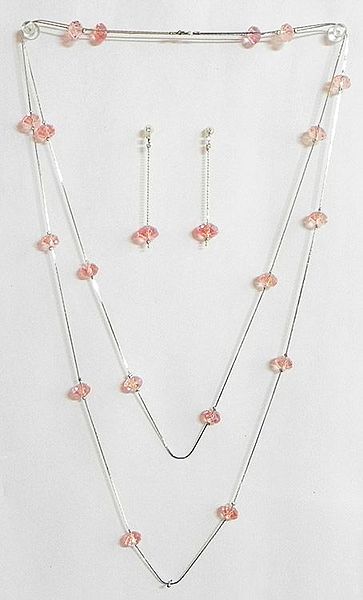 Peach Crystal Bead Necklace Set