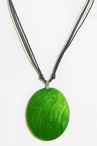 Green Lacquered Shell Pendant