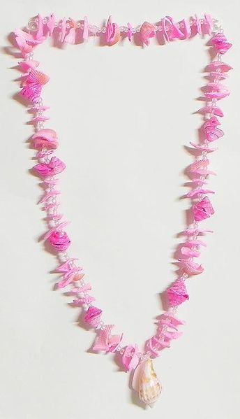 Painted Shell Necklace in Dark Pink 