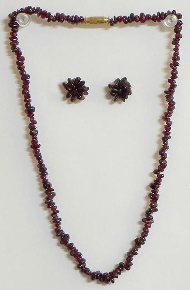 Maroon Stone Bead Necklace  and Earrings