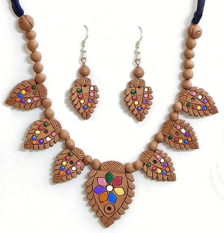 Hand Painted Terracotta Necklace Set