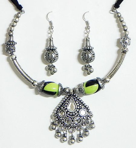 Metal Necklace and Earrings