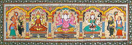 Lakshmi, Ganesha and Saraswati