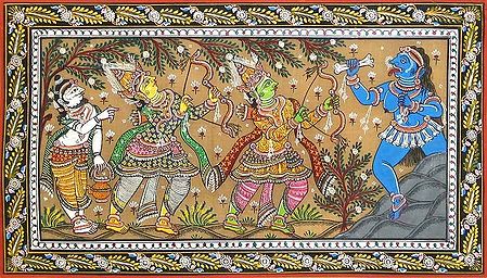 Lord Rama and Laxmana Killing Demoness Taraka with Guidance from Vishvamitra