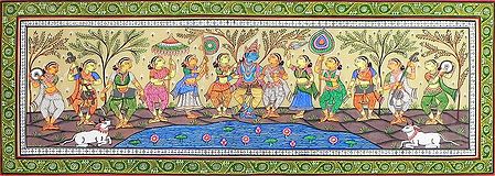Krishna Being Entertained by Gopinis