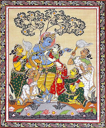Radha Krishna with Four Gopinis