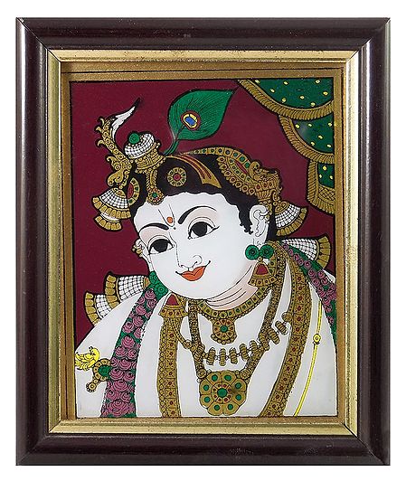 Krishna - Tanjore Glass Painting