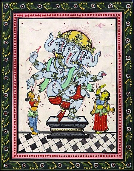Three Headed Dancing Ganesha