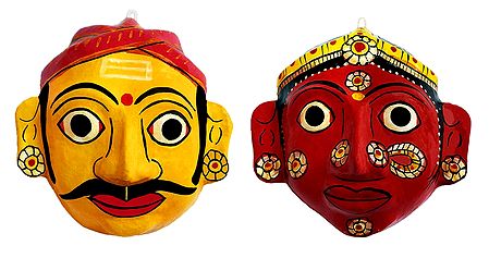 Couple Masks from Telengana - Wall Hanging