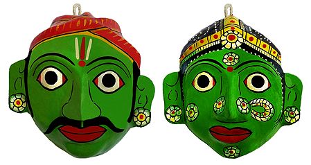 Couple Masks from Telengana - Wall Hanging
