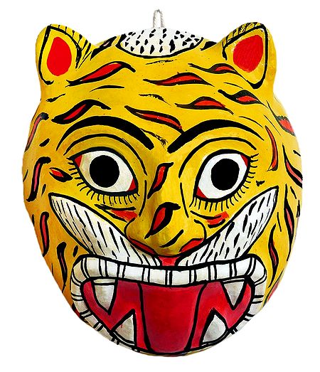 Saw Dust Tiger Cheriyal Mask for Wall Decoration