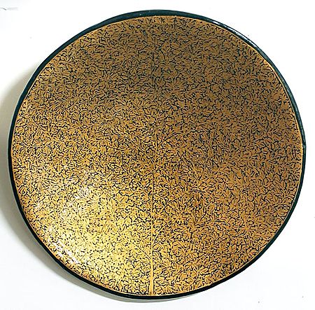 Decorative Gold Painted Papier Mache Plate from Kashmir - Wall Hanging