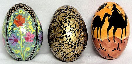 Hand Painted Eggs from Kashmir (Set of 3)