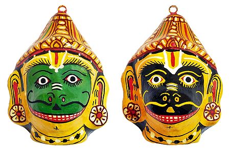 Mask of Hanuman and Jambavan - Wall Hanging