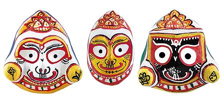 Jagannath,Balaram and Subhadra Mask - Wall Hanging