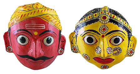 Couple Masks from Andhra Pradesh - Wall Hanging