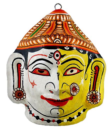 Ardhanarishwara Papier Mache Mask - Wall Hanging
