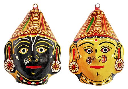 Mask of Radha and Krishna - Wall Hanging
