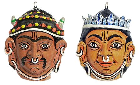Tribal Couple Mask - Wall Hanging