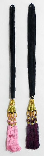 A Pair of Parandi - Hair Braids with Pink and Maroon Tassels